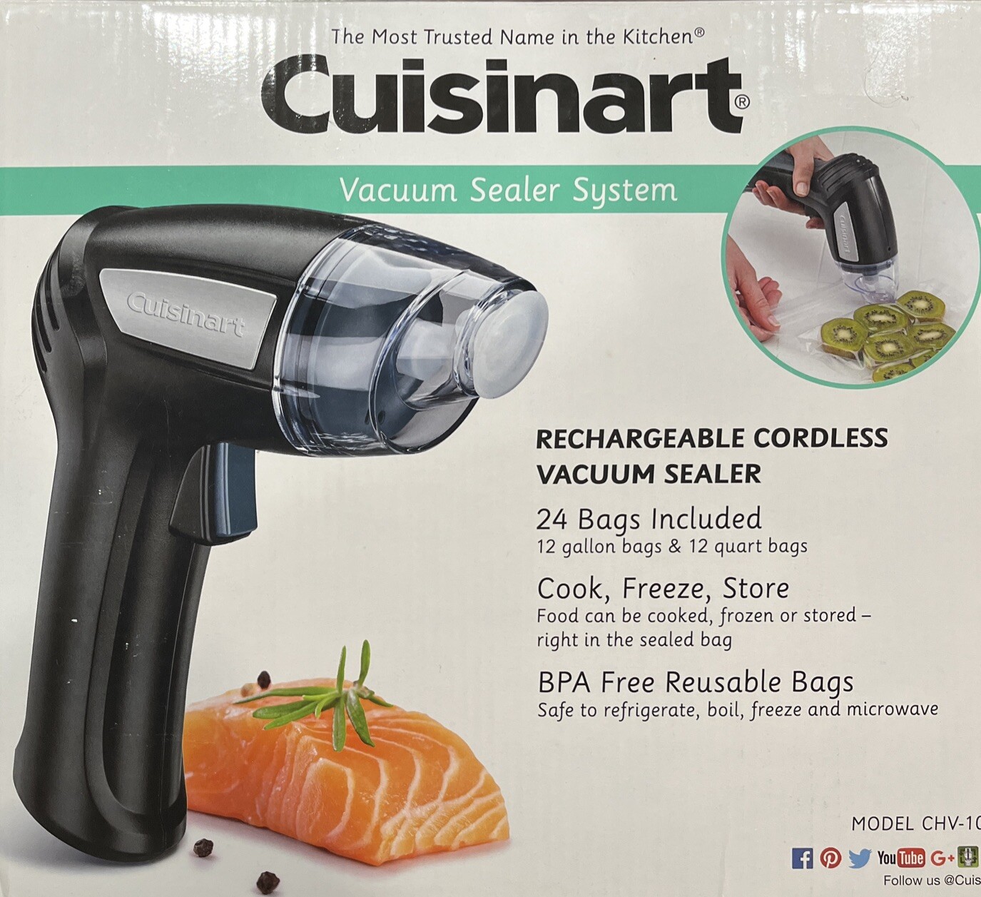 Cuisinart Rechargeable Cordless Vacuum Sealer Chv1000 24 Bags Included for sale online eBay