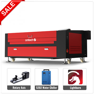 OMTech 24x40 100W CO2 Laser Engraver Marker Cutter with Rotary LIghtburn Chiller