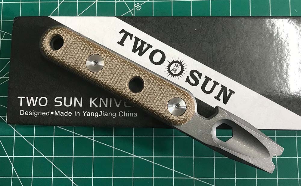 TWOSUN PRY Bar OPENER TOOL FLAME MICARTA TC4 TITANIUM BODY EDC