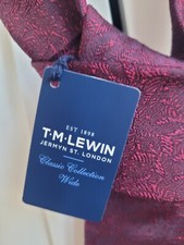 TM Lewen 100% Handmade Silk Tie, BNWT, Formal, Burgundy