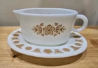 Vintage Pyrex Corelle Butterfly Gold Gravy Boat & Underplate