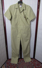 Dickies Jumpsuit Coveralls Mechanic Work Khaki Me's L Tall Short Sleeve Uniform