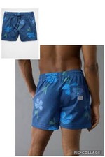 NWT  s American Eagle Men's 5  Flex Swim Trunks Blue Floral Medium
