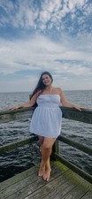American Eagle White Eyelet Strapless Mini Dress w Pockets 100% Cotton Size XL