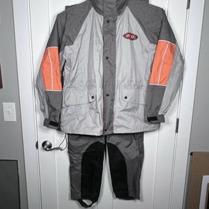 Harley Davidson HD PVC Rain Suit Jacket Pants Men's XL Gray Black Orange