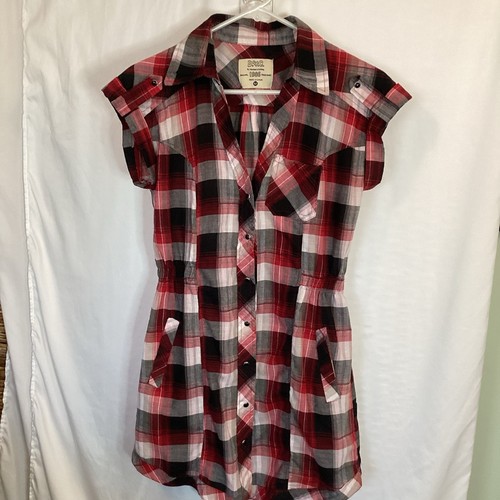 D🖤C by Discovery Clothing Plaid Tunic 1986 Trade Mark Size M Sleeveless Snaps