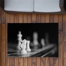Alfombra monocromática para juegos de ajedrez de 2x3 pies - decoración de sala de estar en blanco y negro - rectangular