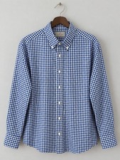 Canali Shirt Mens Blue 17x3233 White Micro Check Dress Button Up Long Sleeve Canali Shirt Mens Blue 17x3233 White Micro Check Dress Button Up Long Sleeve