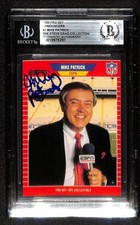 Mike Patrick Signed 1989 Pro Set ESPN Announcer Card Beckett Slab