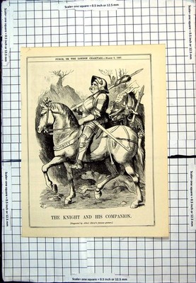 Antiker Druck Locher Karikatur Ritter Begleiter Mehrheit vorgeschlagen Dürer 1887 19.