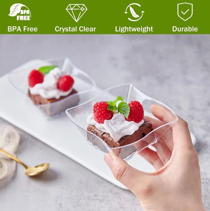 5 oz Mini Dessert Cups with Spoons Plastic Party Disposable Serving Bowls 5 Pack - Image 3 of 4