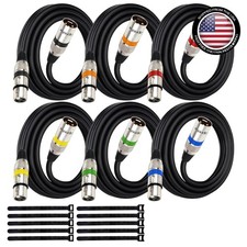 6 Pack of 8ft XLR Microphone Cables - Professional Sound Quality & Durable Build