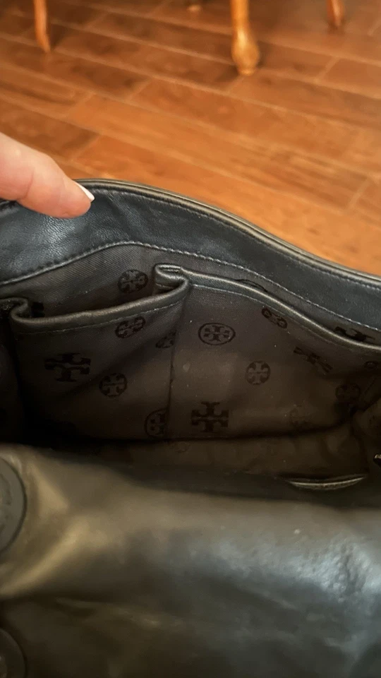 Rare Vintage Tory Burch Black Leather Sparkle Shoulder/Crossbody Bag - Image 4 of 4