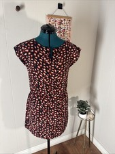 Old Navy Short Cap Sleeve A-line Fit & Flare Dress SZ S Black with Red White Dot