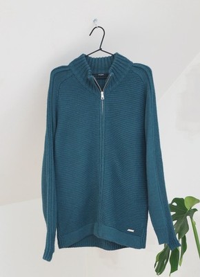 Takeshy Kurosawa Home Men's Dark Green Wool Full Zip Knitted Sweater Sz M Italy