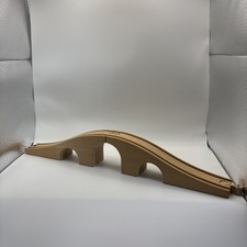 Wooden Train Track Long Arched Bridge with Ramps &ndash; Compatible