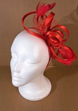 Women Feather Fascinators Red Ribbon Wedding - Fashion Dress