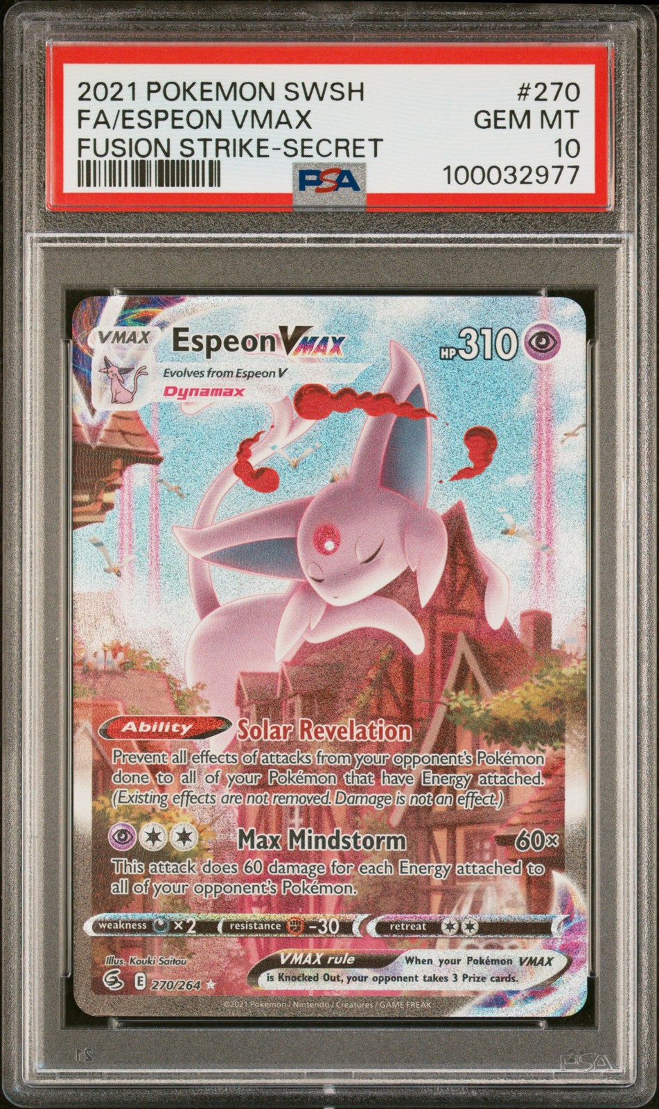 Espeon VMAX #270/264 Special Full Art Fusion Strike Pokemon 2021 PSA 10