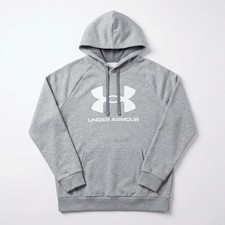 Under Armour Men Rival Fleece Big Logo Hoodie Gray Sweatshirt 1379758 Size XL