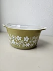Vintage PYREX Green Crazy Daisy Casserole Dish 1 QT Spring Blossom W/lid - Green