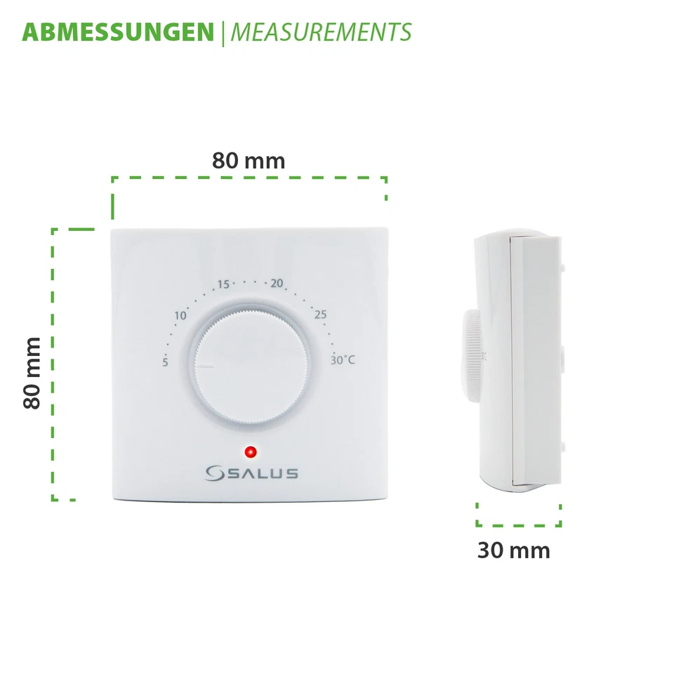 Salus Funk-Raumthermostat Thermostat Heizung Regler Analog Steuerung Set  - Bild 3 von 4