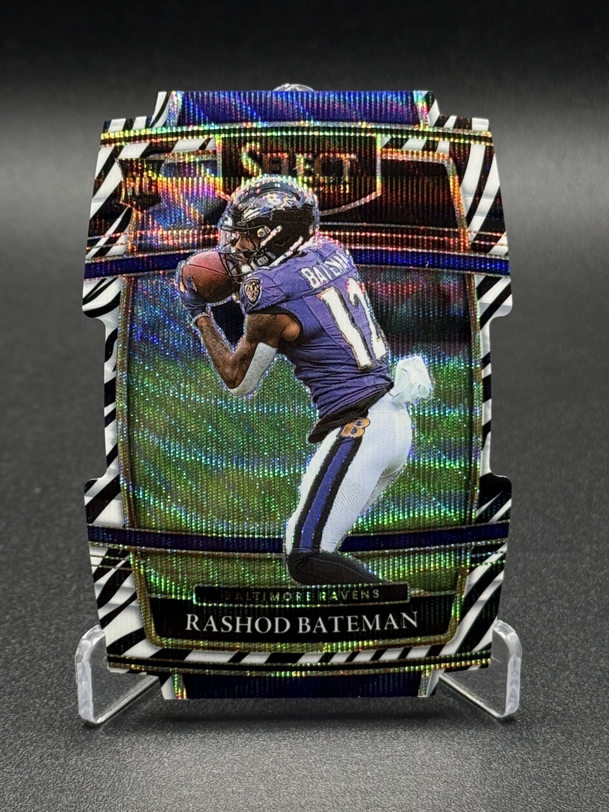 RASHOD BATEMAN 2021 Panini Select Zebra Prizm Die-Cut #55 RC Concourse Ravens 🔥