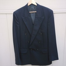 Vintage Burberrys Saks Fifth Avenue 100 Wool Double Breasted Blazer Navy 42