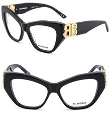 BALENCIAGA BB0312O 0312 Black Gold Logo Unisex Eyeglasses 53mm Optical Frame 001