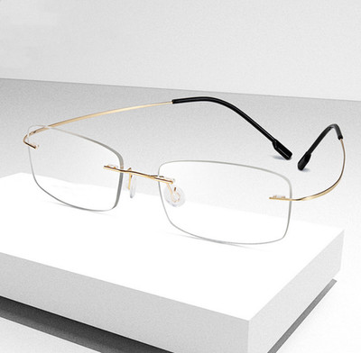 Flexible Memory Titanium-Alloy Reading Glasses Rimless Women Men Readers