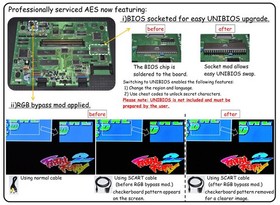NEO GEO AES AES3-5 Console Boxed Full Recap, BIOS Socketed, RGB Bypass, YPbPr