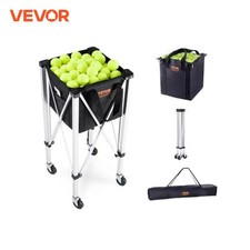 Foldable Tennis Ball Cart Holds 150/180 Tennis Balls Basket Hopper with Wheels