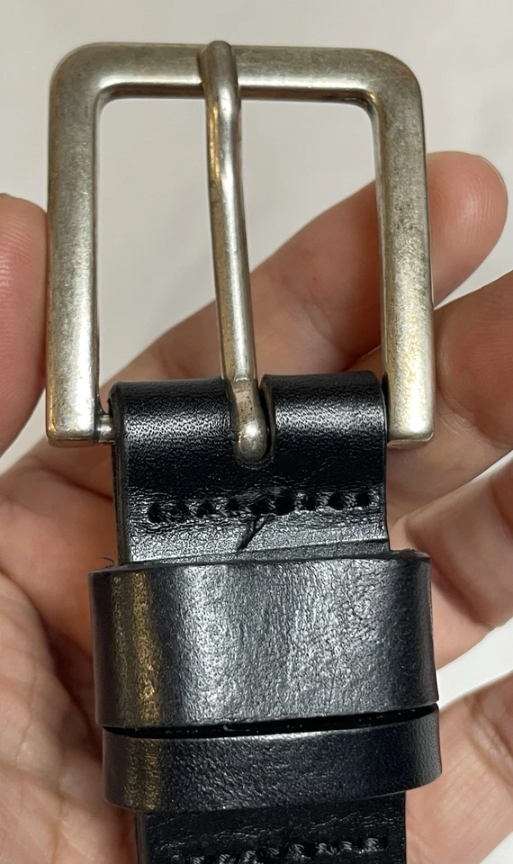 Cinturón de cuero negro para mujer H&M talla M/L hebilla plateada hecho en Suecia Foto 3 de 4