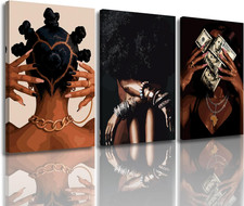 Chic Black Girl Wall Art - Fashion Canvas Prints for Home Decor 16x24 in