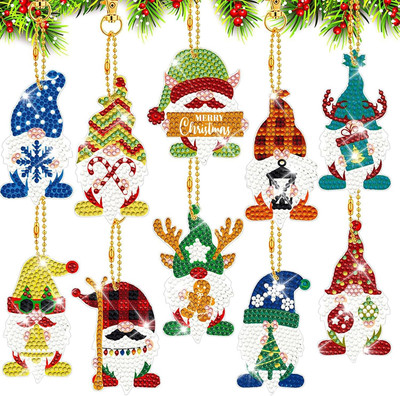 Wilsonzin 5D Diamond Painting Weihnachten Anhänger Kinder, 10pcs Wichtel 
