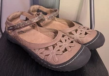 JBU Jambu Wildflower Mary Jane Shoes Womens 10 Beige Vegan Floral Cutout Comfort