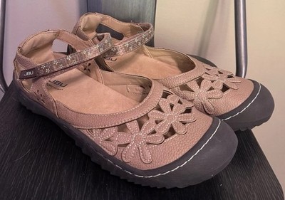 JBU Jambu Wildflower Mary Jane Shoes Womens 10 Beige Vegan Floral Cutout Comfort