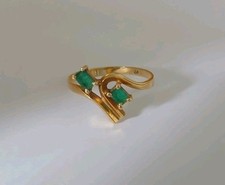 Yellow Gold Emerald Diamond Ring 9ct Size Q