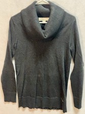 Michael Kors Sweater Silver Grey Rushed Cowl Neck Size M Womens