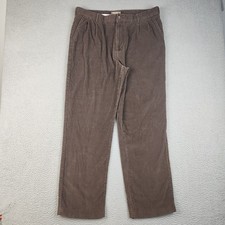 Vintage Corduroy Pants Mens 36x30 Brown Pleated Leg Cotton Casual Trousers Slack