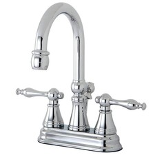 Kingston Brass KS2611NL Naples 4-Inch Centerset Lavatory Faucet with Brass Po...