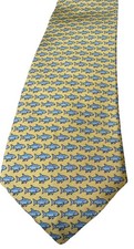 Vineyard Vines Yellow Blue Fish Silk Tie