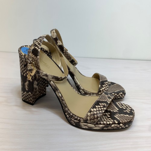 Michael Kors Snake Skin Print Block Heel Ankle Strap Sandals Size 6.5M