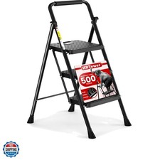 Step Ladder, Folding Step Stool with Wide Anti-Slip Pedal, Sturdy Steel Ladde...