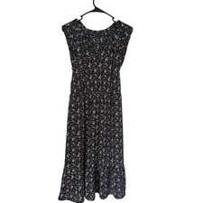 J. Crew Mercantile Floral Print Midi Dress Black Pink Casual Cottagecore