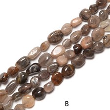 Natural Gemstone Crystal Pebble Nugget Beads 6x8mm 15.5'' Strand Black Moonstone