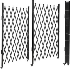Portable Double Foldable Security Gate on Casters - 61"H x 122"W Black