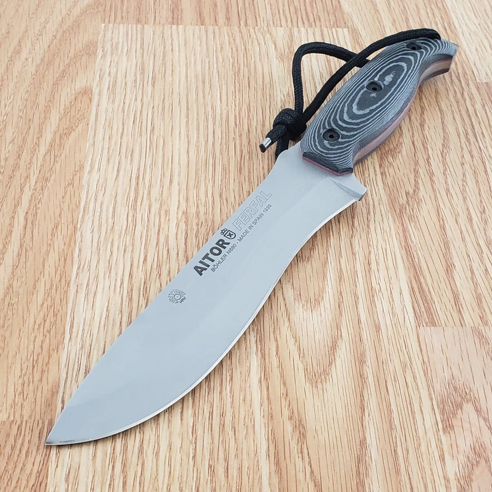 Cuchillo fijo Aitor Ferfal 7" Full Tang Bohler N690 hoja de acero mango de madera negro Foto 3 de 4