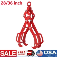 Timber Claw Hook 28/36 inch 4 Claw Swivel Log Grapple for Logging Tongs Red