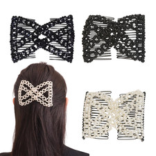 3 PCS Magic Hair Combs for Women Hairstyling Beaded Stretch Double Side Combs