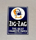 VINTAGE 12” ZIG ZAG CIGARETTE PAPERS PORCELAIN SIGN GAS OIL CAR TRUCK MOTORCYCLE
